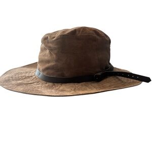 Ralph Lauren Brown Suede Bucket Hat Brown Leather Strap With Buckle